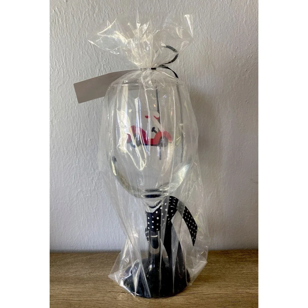 New Golf Cart Wine Glass Red Hand Painted Art USA Wrapped Gift Adobe Decor Gifts